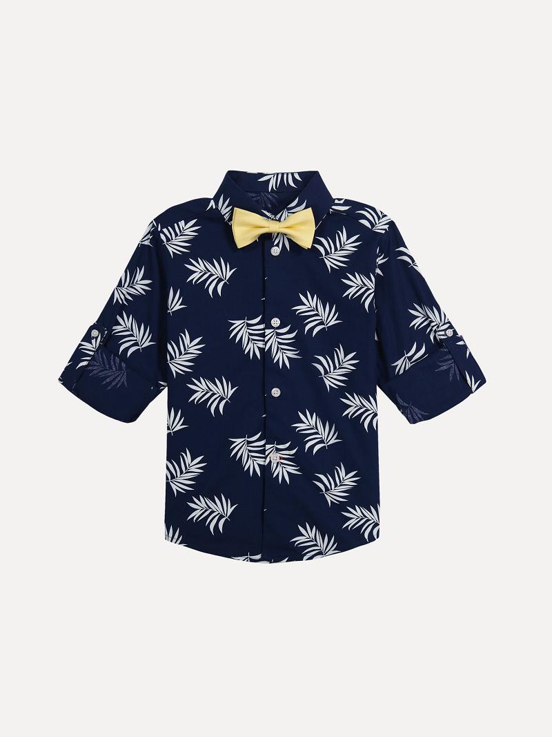 Fiú Tommy Hilfiger Little Palm Print, Pant and Bow Tie Set Ingek Kék | HU 2166SGL